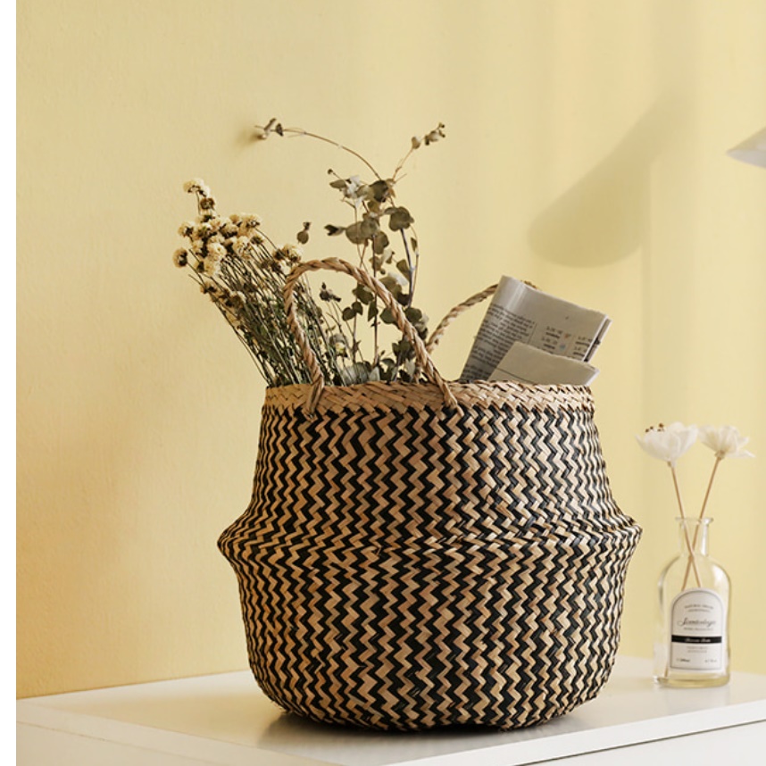 라탄 꽃바구니 재료 손잡이 원형 왕골 미니라탄바구니