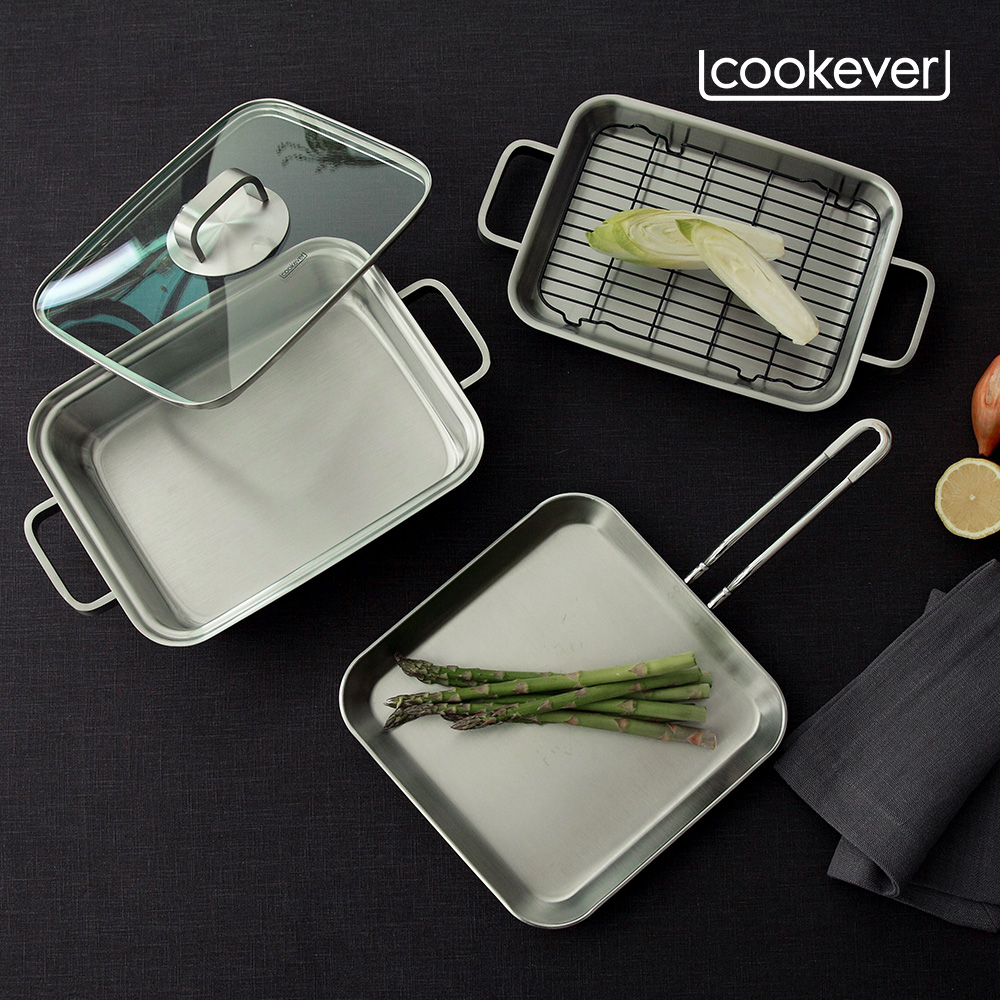 쿡에버 통3중 스텐 사각팬 24cm / 사각프라이팬 계란말이팬 그리들