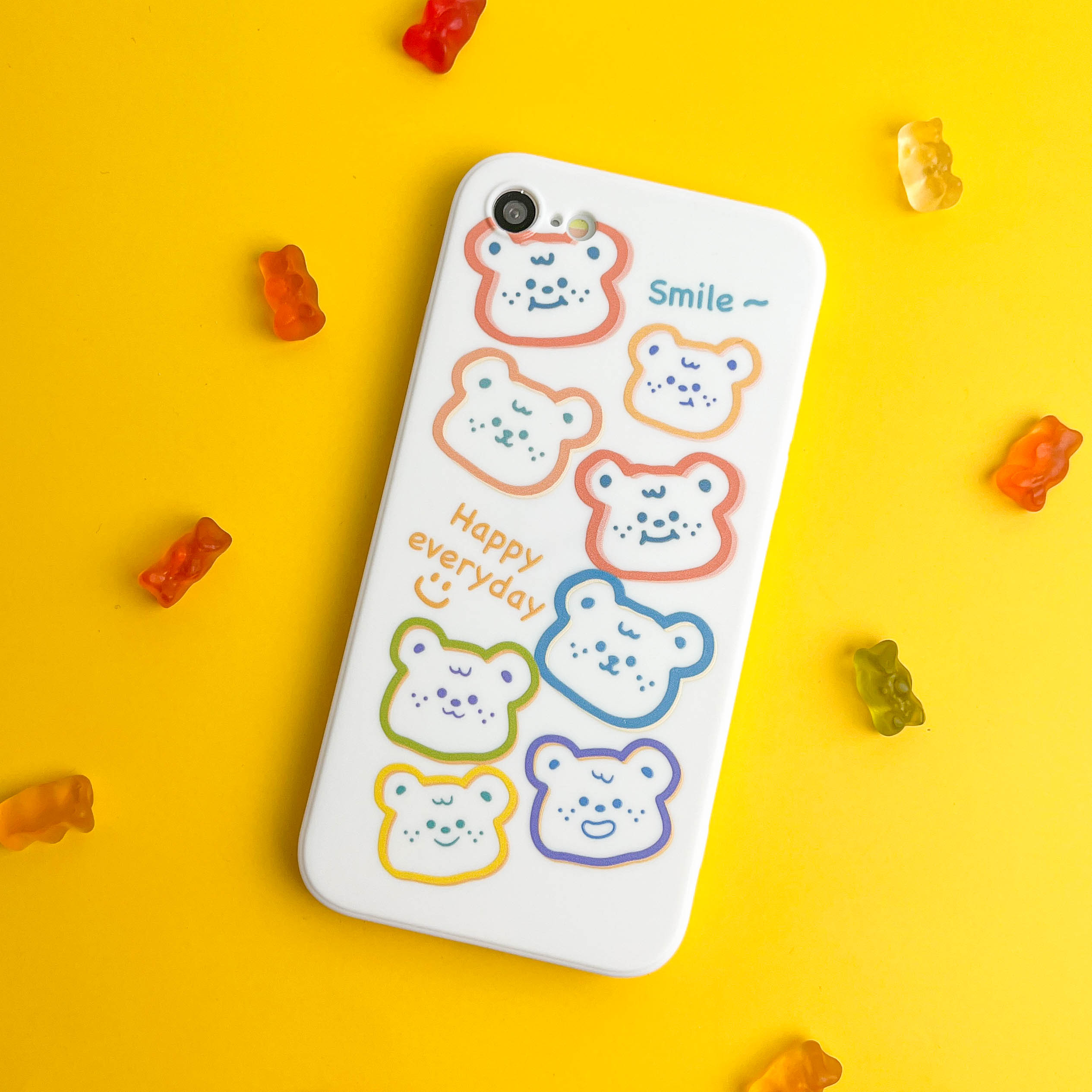 (블프데이) 주근깨 패턴 곰돌이 아이폰 8 플러스 풀커버 케이스