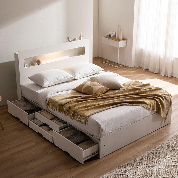 삼익가구 레이즈 LED 4단 수납 슈퍼싱글 침대프레임 / 매트리스 제외