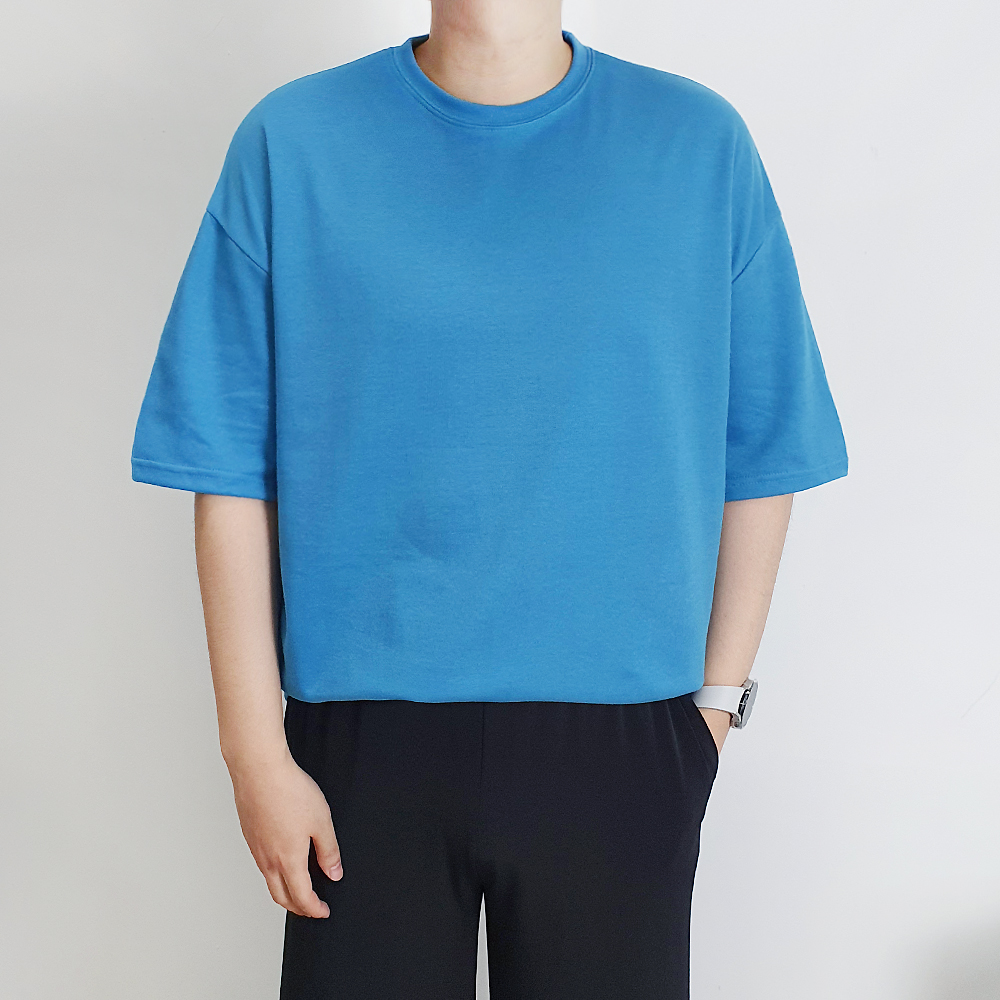 남자 무지 반팔티 오버핏 빅사이즈 박스 티셔츠 11color - 상세 이미지 5