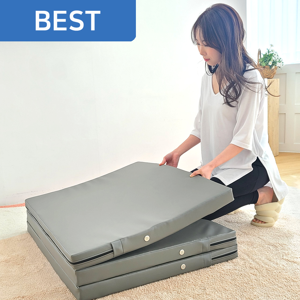 꾸민가 3단 접이식 매트리스 바닥 원룸 군용 손님용 매트 탄탄한 단단한 5T 멀티 싱글