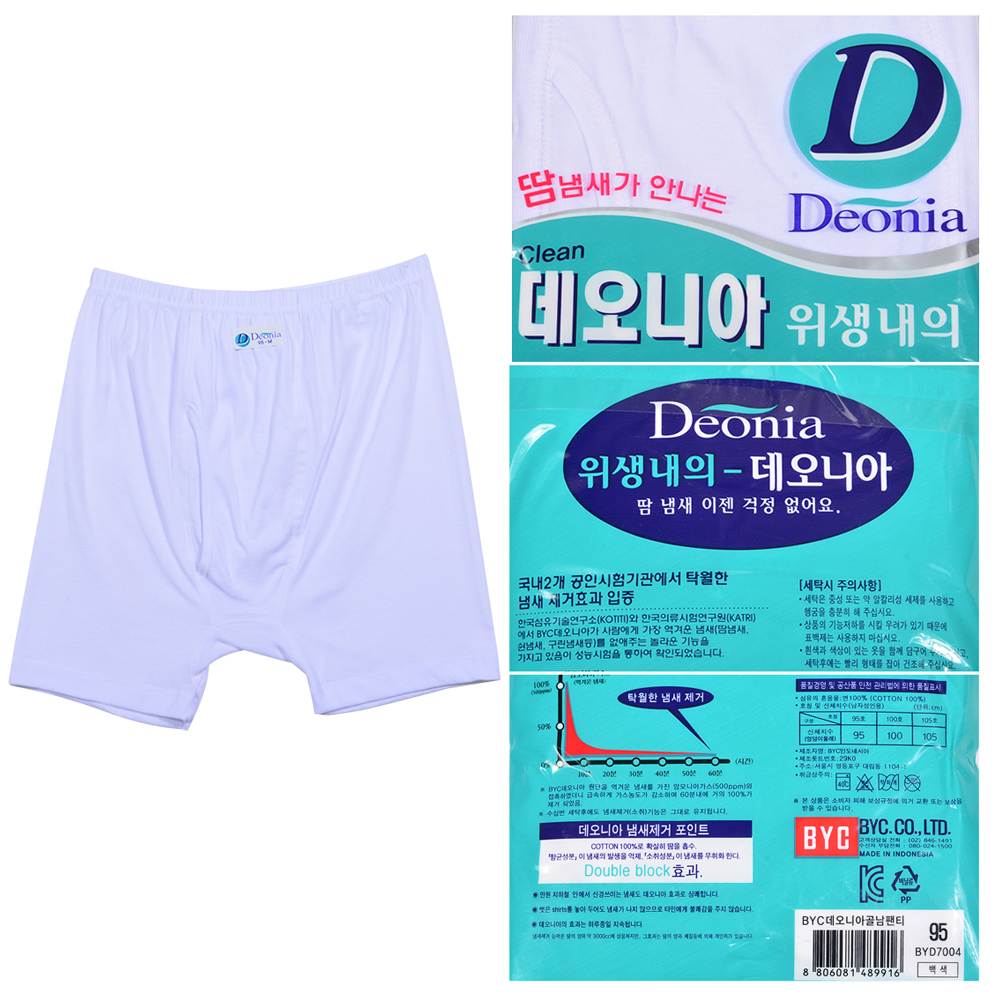 비와이씨 남성 데오도란트 냄새억제 100% 순면 사각 드로즈 팬티 95 100 105 - 상품 이미지