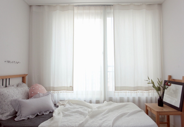 테슬 바란스 가리개 커튼-베이지