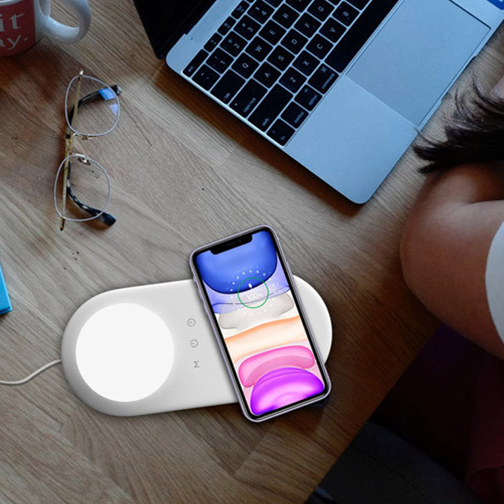 UM2 휴대폰 고속 무선충전기 LED무드조명 UMWHL10 QC30W 아답터포함