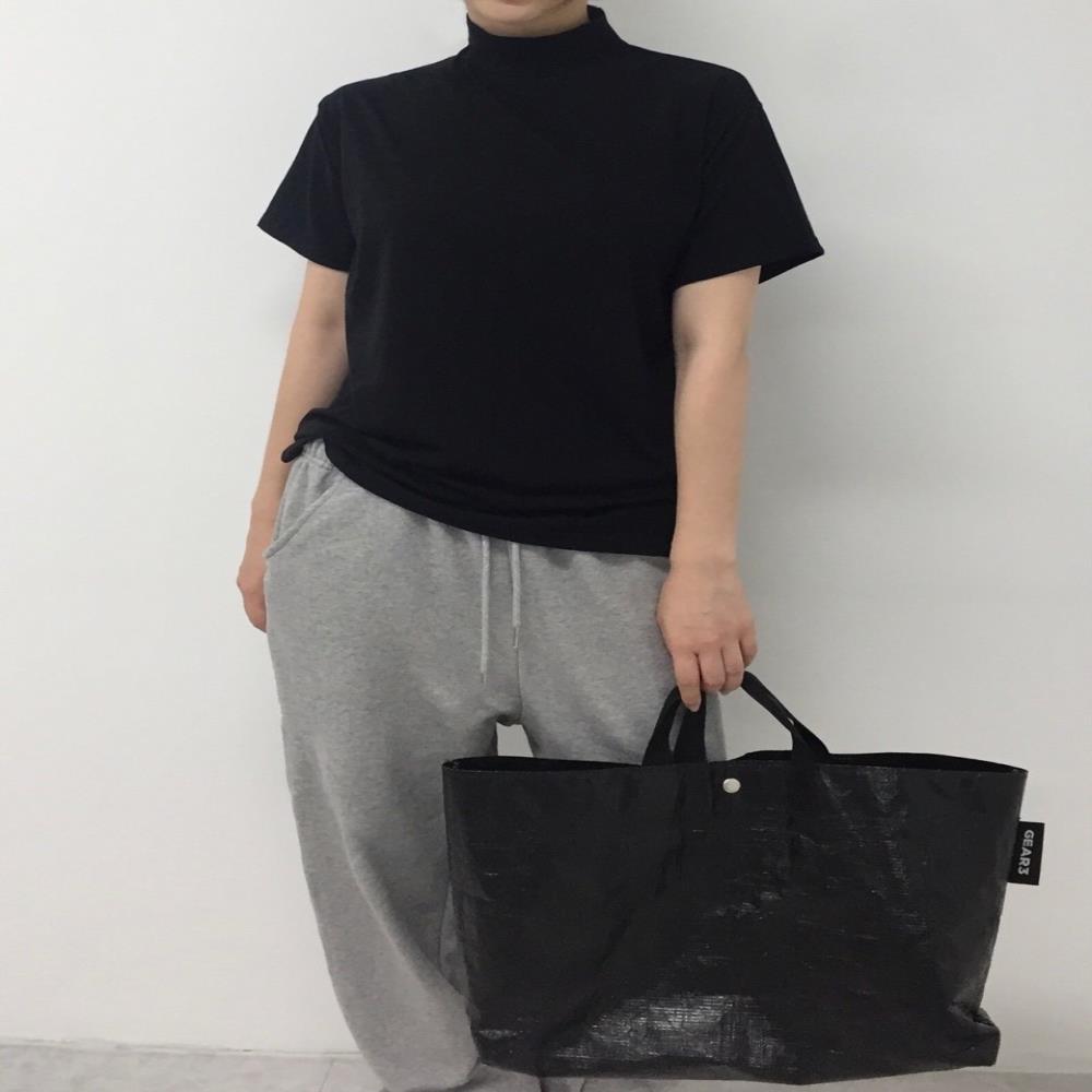 여자 여름 반목 폴라 베이직 무지 반팔티셔츠 이미지 3