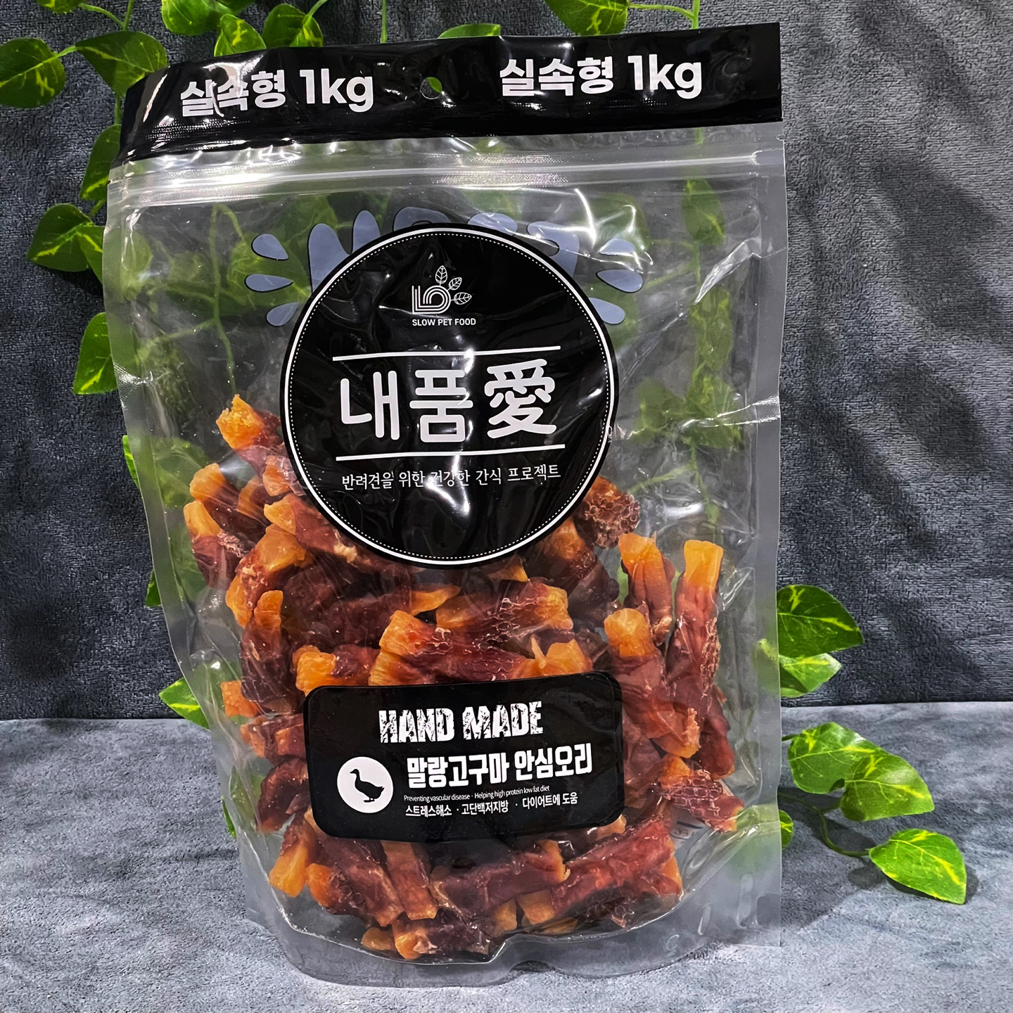 내품애 실속형 대용량 강아지 간식 말랑고구마안심오리, 1000g, 1개 - 상품 이미지