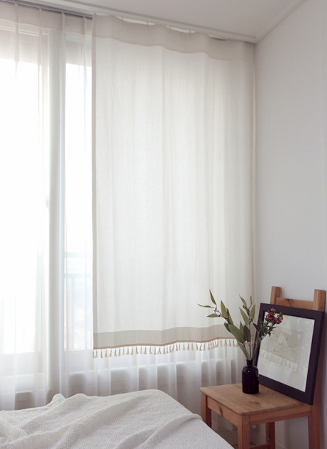 테슬 바란스 가리개 커튼-베이지