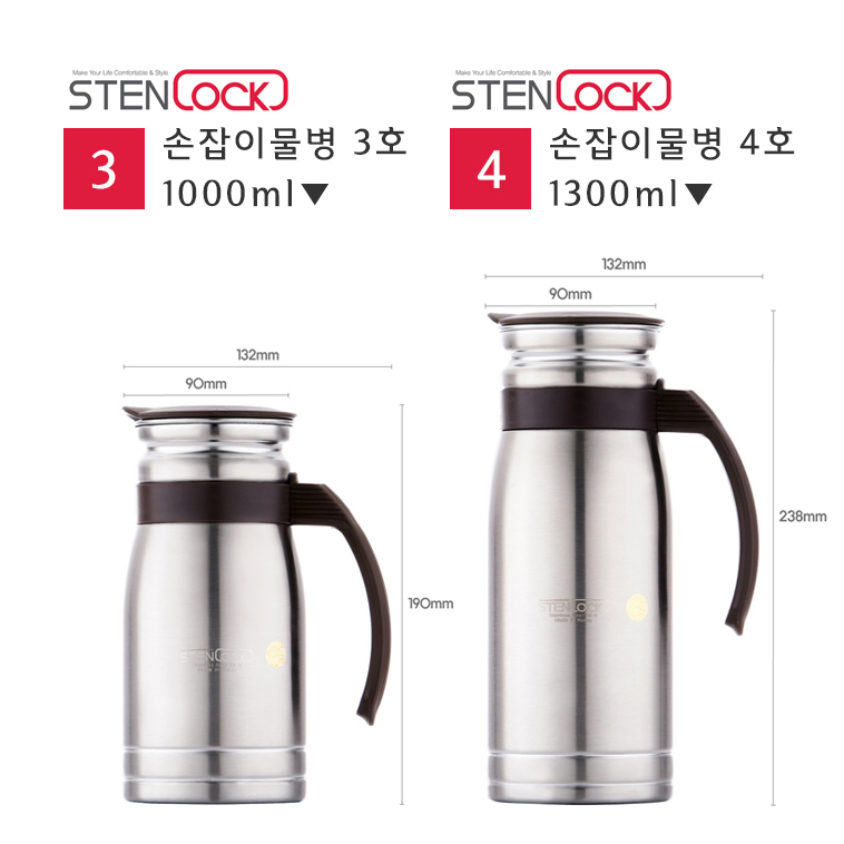스텐락 국산 스텐 물병 업소용 식당 카페 물통 M 900ml - 상세 이미지 3