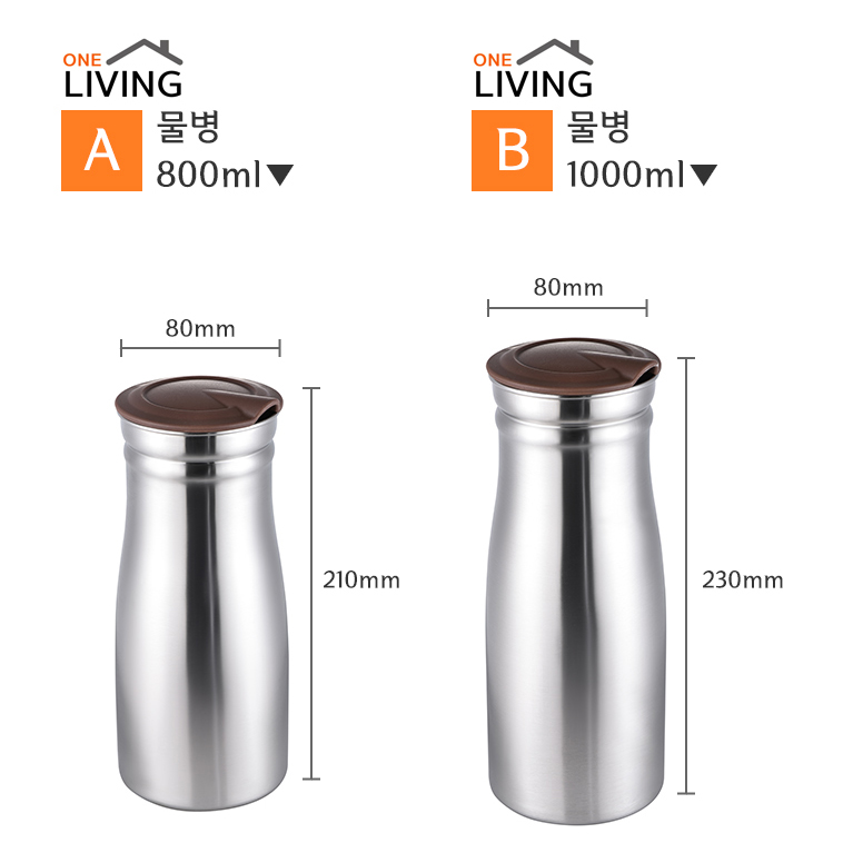 원리빙 업소용 식당 스텐 손잡이 물병 1000ml - 상세 이미지 2