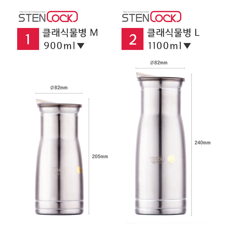 스텐락 국산 스텐 물병 업소용 식당 카페 물통 M 900ml - 상세 이미지 2