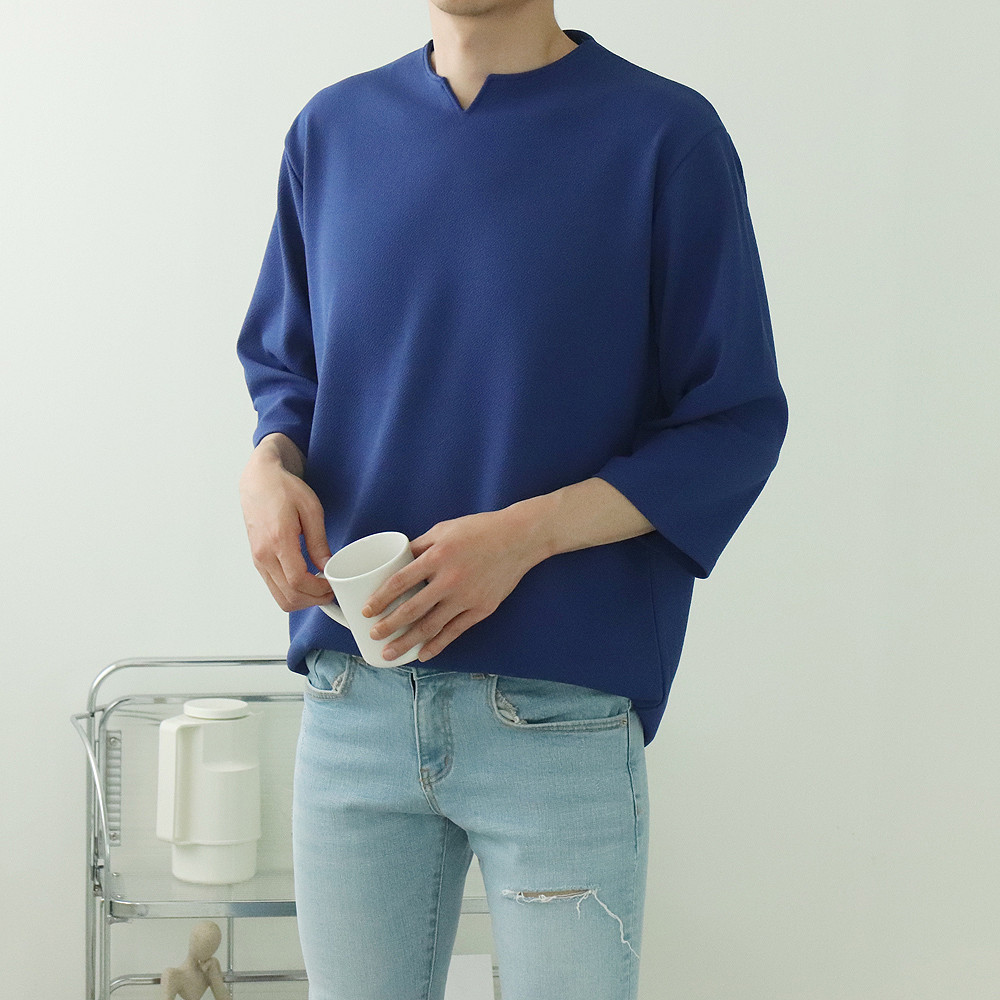 남자7부티 구김없는 브이넥 빅사이즈 커플반팔티 이미지 2