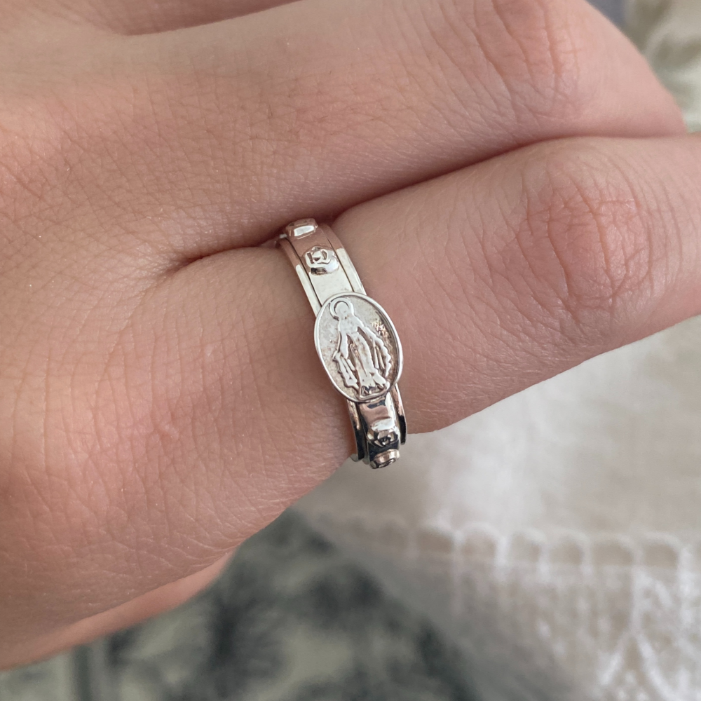 마리아 회전 묵주반지 명동성당 커플 남자묵주 은반지