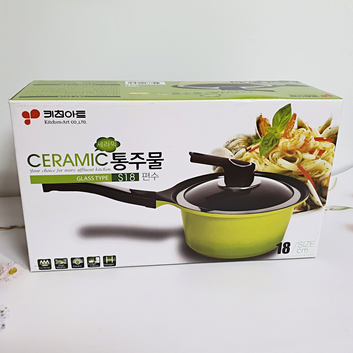 편수 냄비 18cm 라면 세라믹 코팅 통주물 키친아트 이미지 8