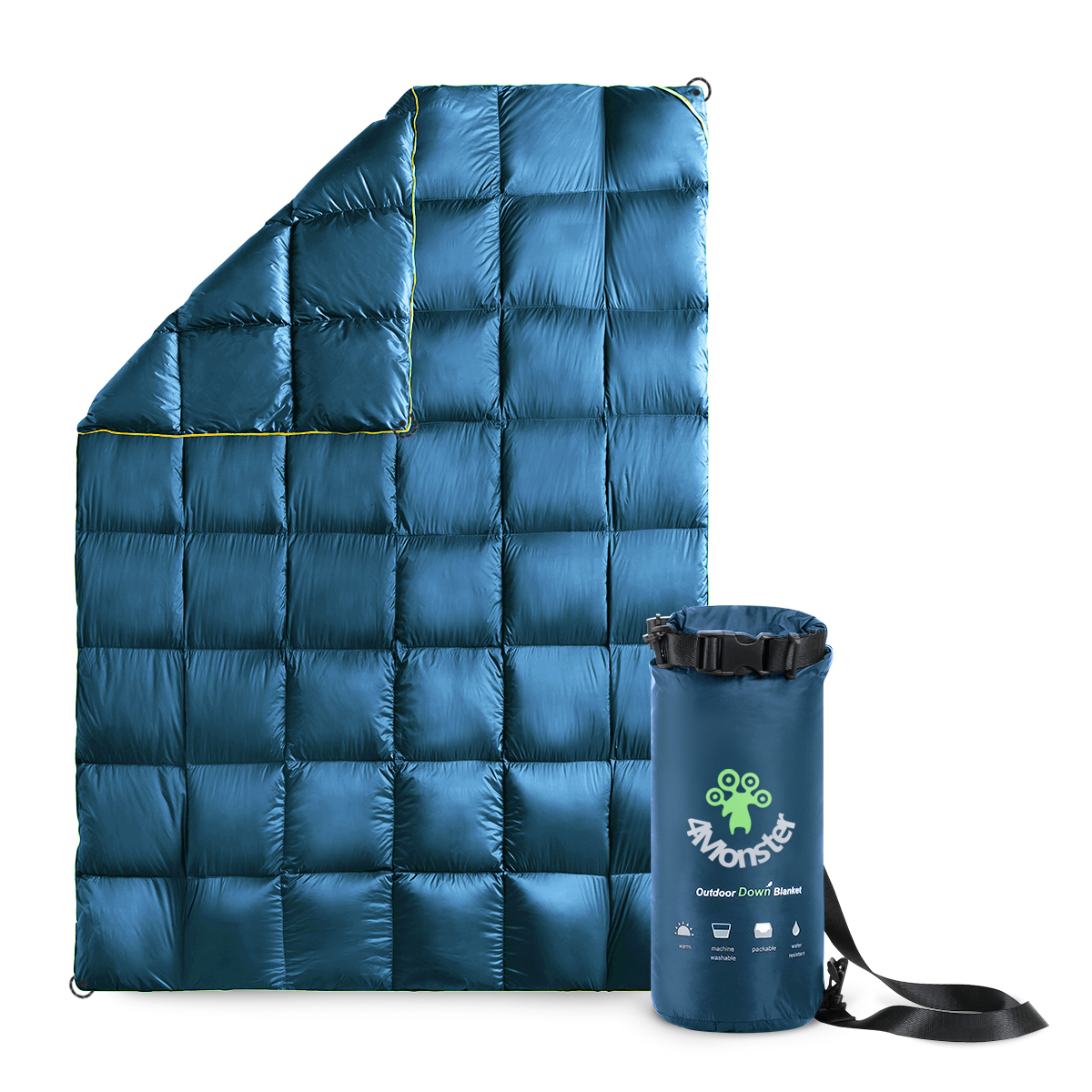 덕다운 캠핑 차박 초경량 패딩담요 사계절 다용도 블랭킷 침낭 이불 대용 피콕블루