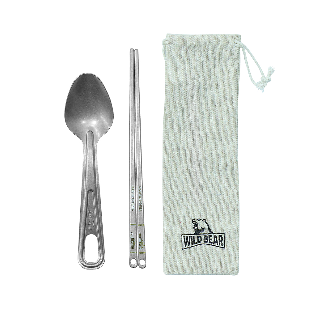 AMG 티타늄 캠핑 수저 세트 티탄 숟가락 젓가락 +WB케이스