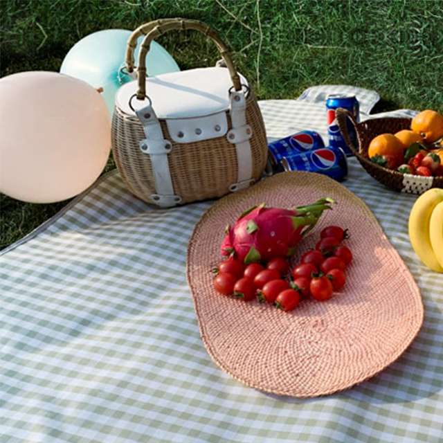 피크닉 돗자리 PVC 방수원단 체크 캠핑 돗자리 대형 150X200 베이지