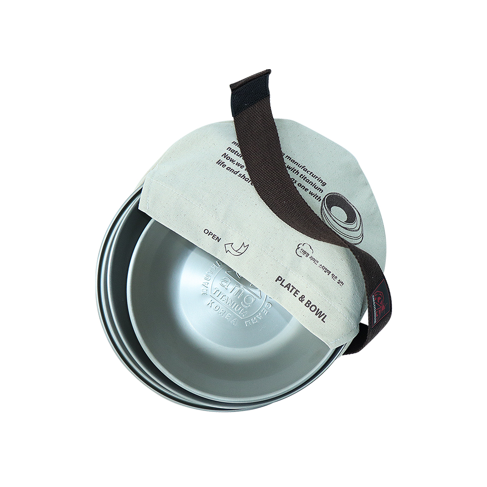 AMG 티타늄 접시 세트 3p 그릇 티탄 백패킹 케이스포함