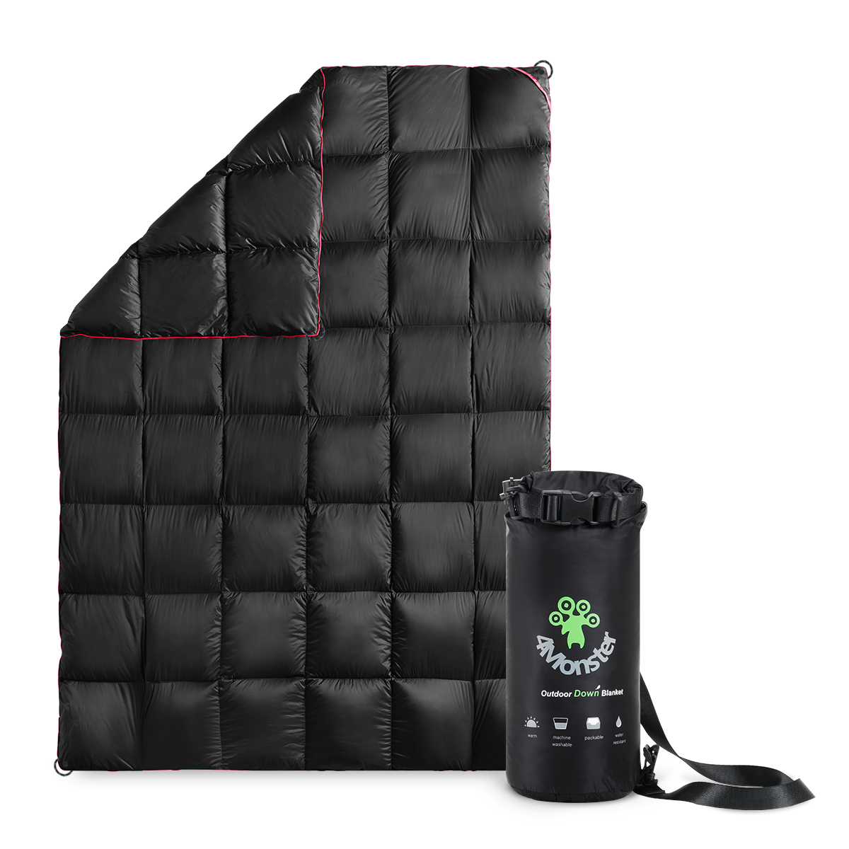 덕다운 캠핑 차박 초경량 패딩담요 사계절 다용도 블랭킷 침낭 이불 대용 블랙