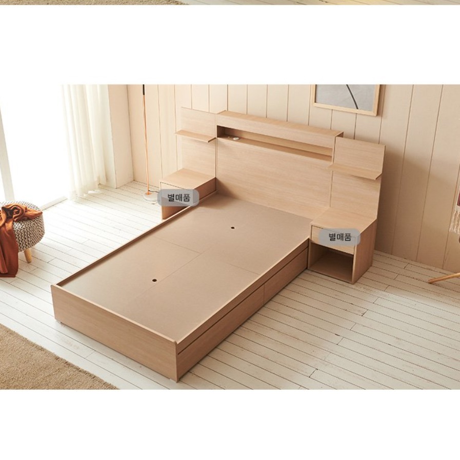 호텔식 침대 프레임 높은침대프레임 원목 수납 콘센트 SS