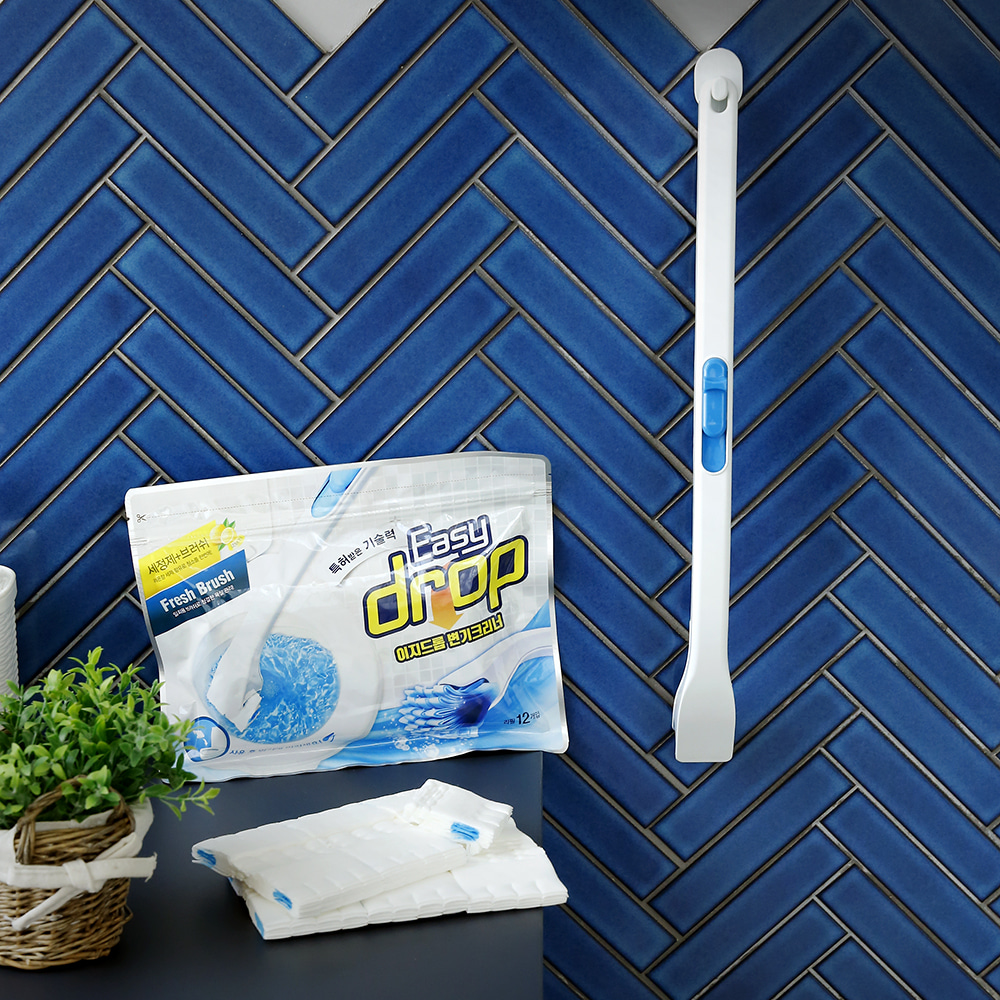 물에 녹는 이지드롭(Easy Drop) 변기크리너 세트 / 일회용 간편 청소 변기솔