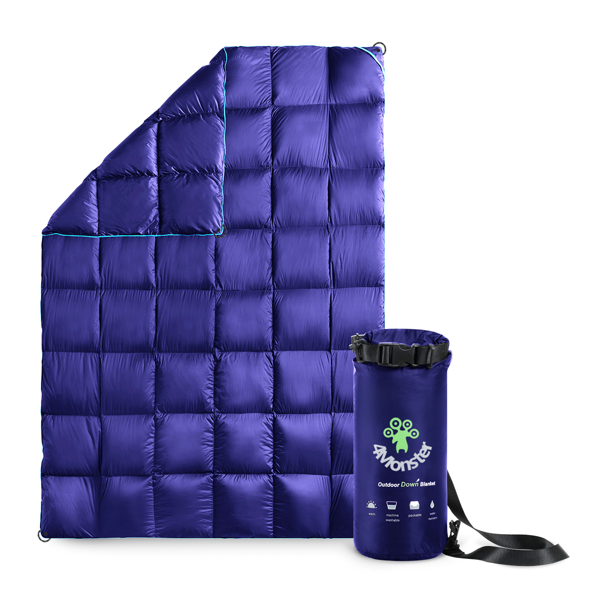 덕다운 캠핑 차박 초경량 패딩담요 사계절 다용도 블랭킷 침낭 이불 대용 퍼플