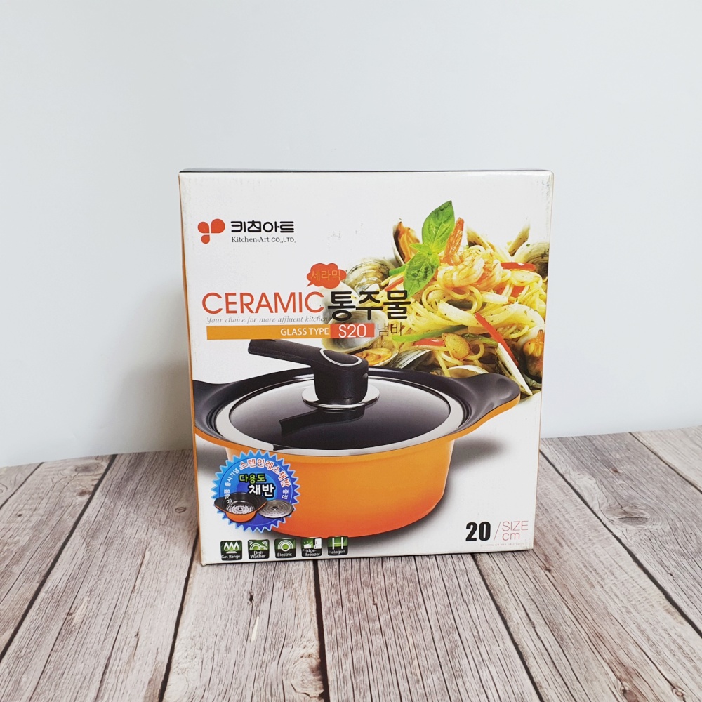 키친아트 양수 20 cm 냄비 세라믹 코팅 통주물 냄비 스텐 채반 찜기 포함 이미지 7