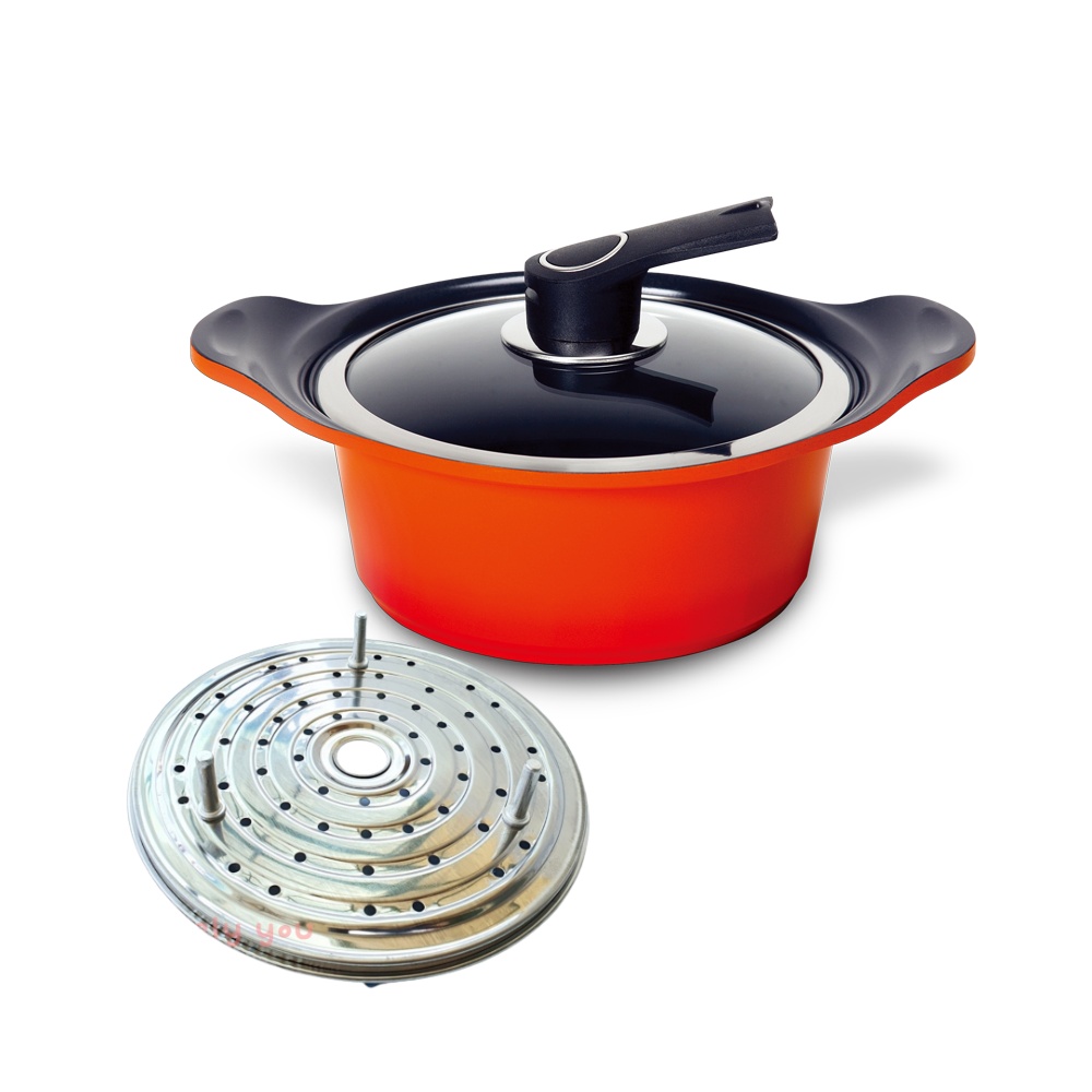 키친아트 양수 24 cm 냄비 세라믹 코팅 통주물 냄비 찜기 스텐채반 포함