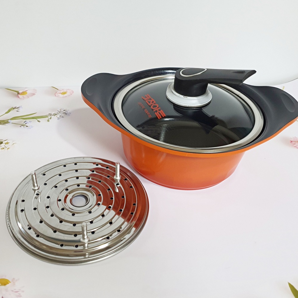 키친아트 양수 20 cm 냄비 세라믹 코팅 통주물 냄비 스텐 채반 찜기 포함 이미지 8