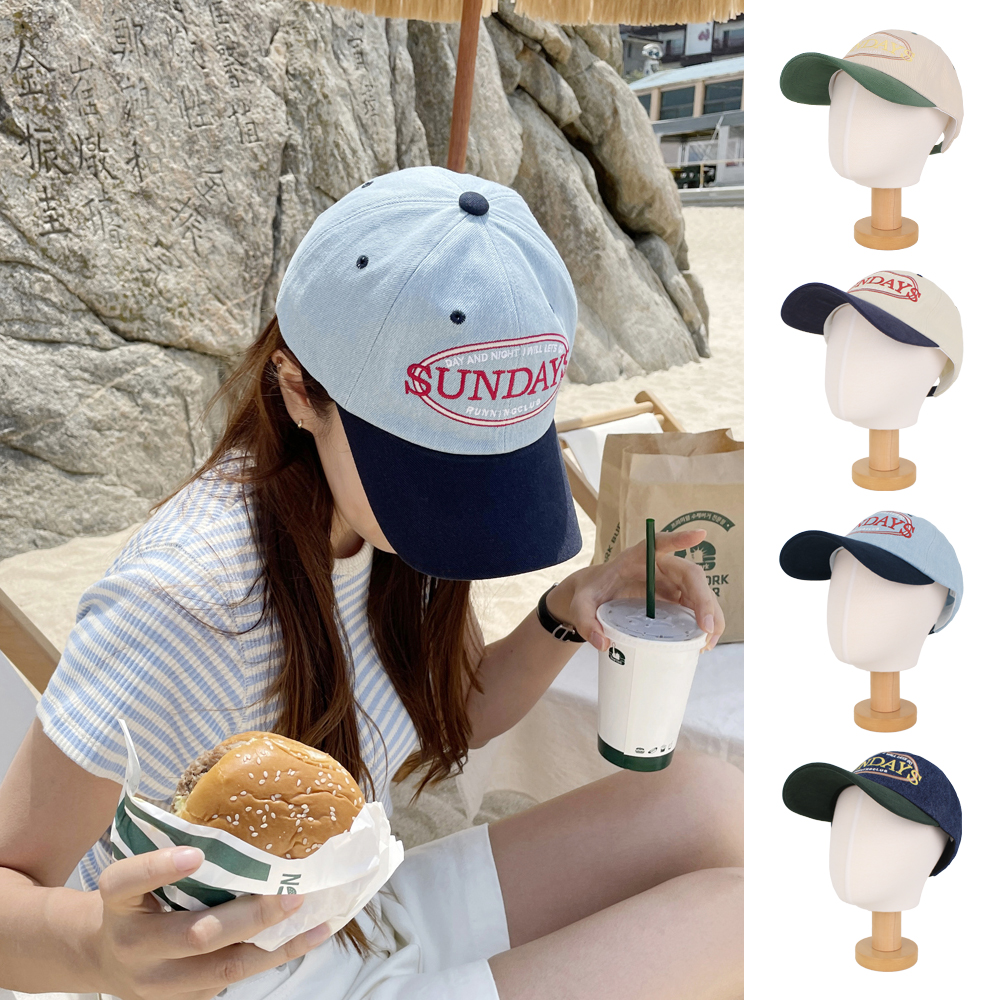 썬데이 자수 커플 여자볼캡 여름 여성 캡모자 대두 볼캡 모자 왕대두 우먼야구모자 빅사이즈