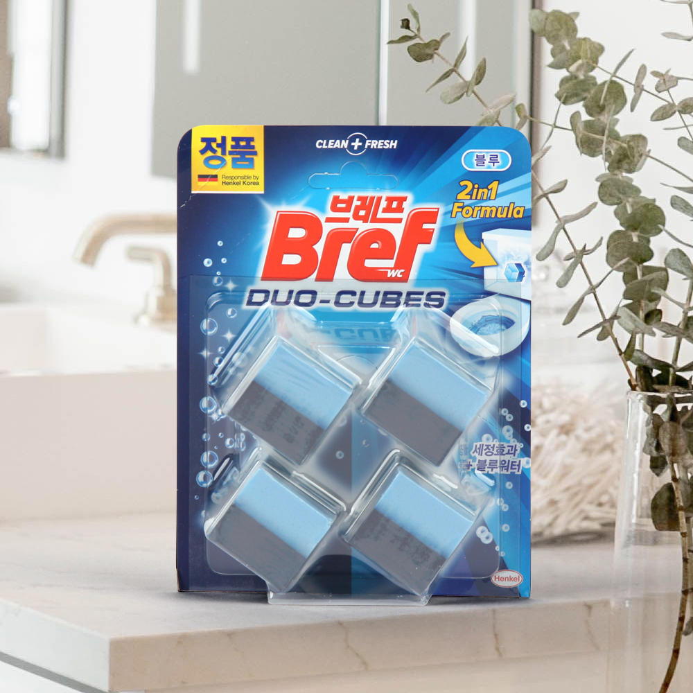 헨켈 브레프 듀오큐브 변기 세정제 블루 X4P