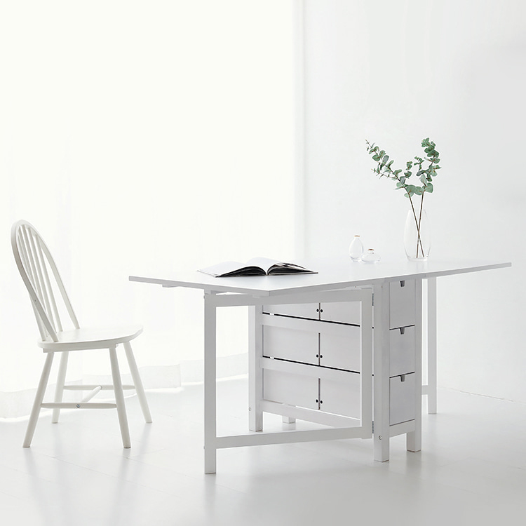 MOOKJIK 접이식원목테이블 화이트 5122.3439