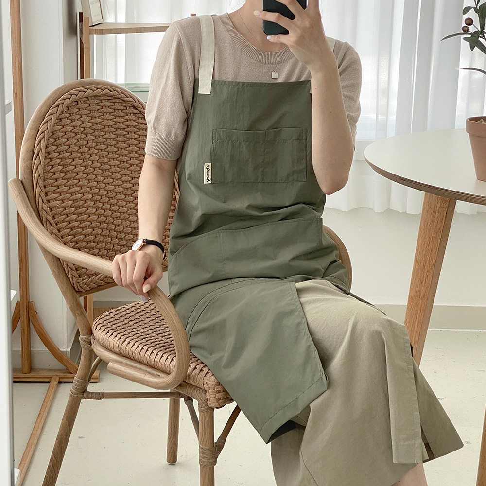 한스데이 방수 캠퍼 라이트 카페 바리스타 감성 자수 캠핑 경량 앞치마