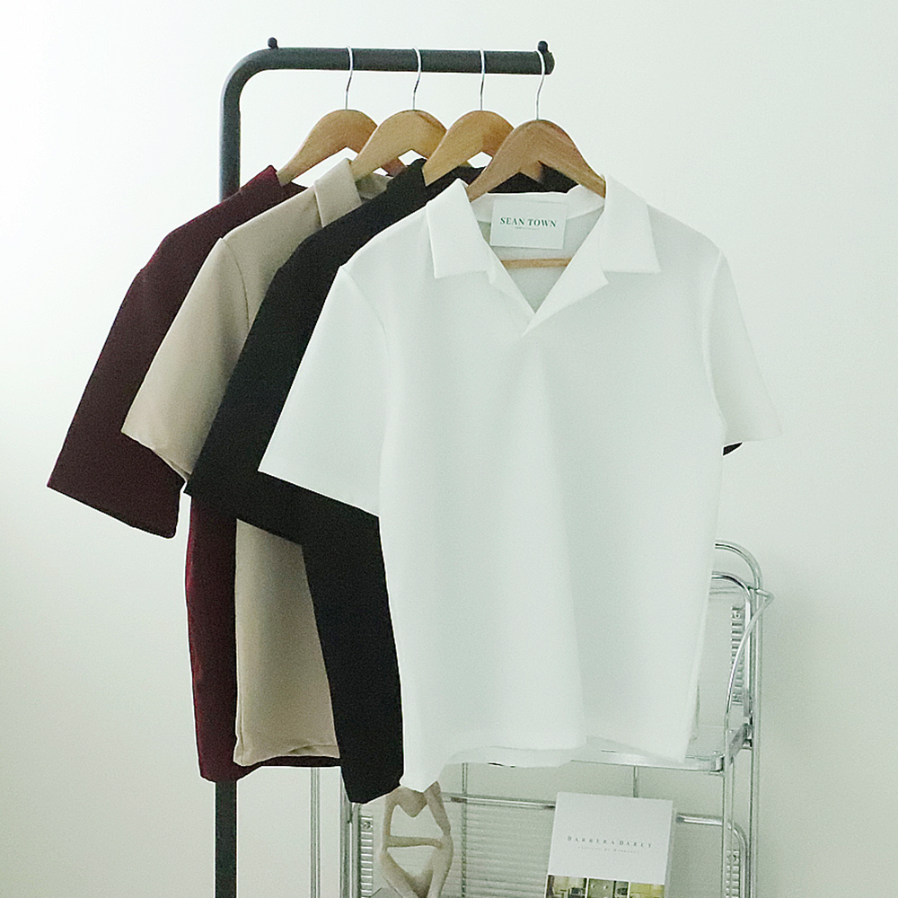 1+1 헨리넥반팔 구김없는 카라 남자반팔티 - 상품 이미지