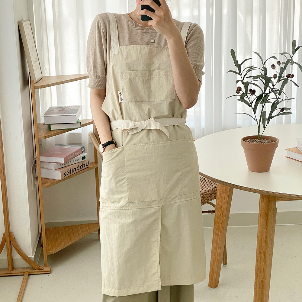 한스데이 방수 캠퍼 라이트 카페 바리스타 감성 자수 캠핑 경량 앞치마