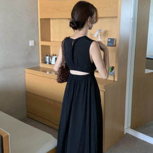 스테이 민소매 뒷트임 백리스 백오픈 제주도 휴가 여름 여행룩 밴딩 허리트... 착용 후기 | 사이즈/핏 총정리 - 상품 이미지 1