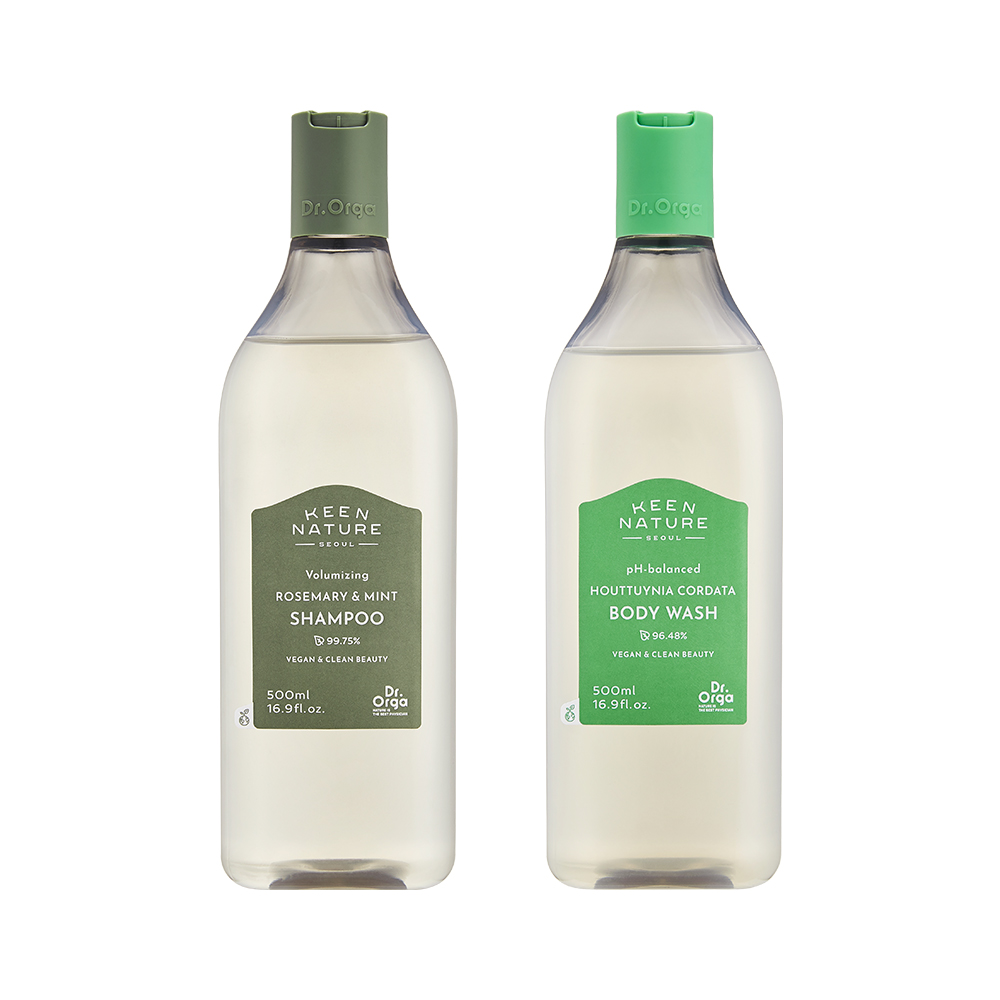닥터올가 볼륨N바디케어 2종세트(로즈마리 민트샴푸500ml X 약산성 어성초바디워시500ml) - 메인 이미지