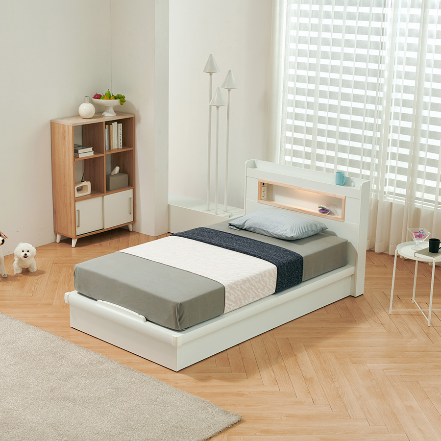 이노센트 치크 LED 편백 평상형 SS침대＋텐셀독립매트 i103334