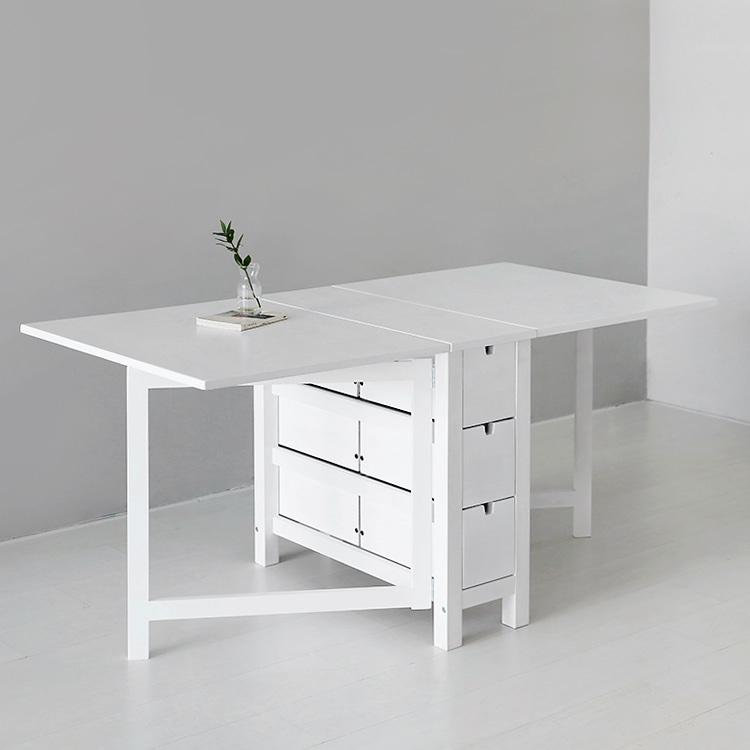 MOOKJIK 접이식원목테이블 화이트 5122.3439