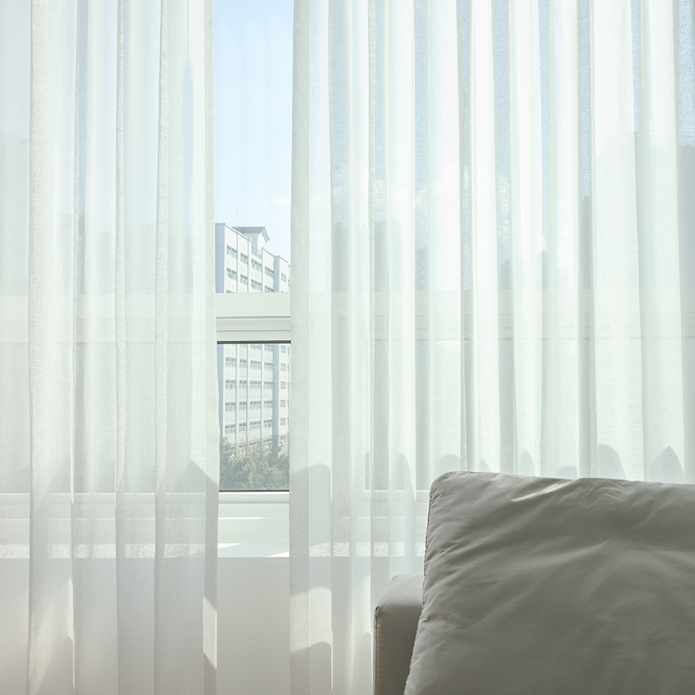 소르르 이음선 없는 허쉬 린넨커튼 나비주름 민자형 가로120cm x 세로265cm 맞춤제작