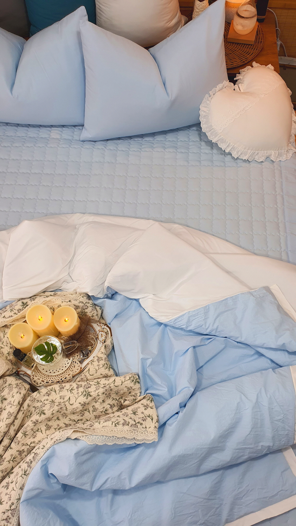 여름 냉감침대패드 국내생산 사계절 순면침대패드 고정밴드