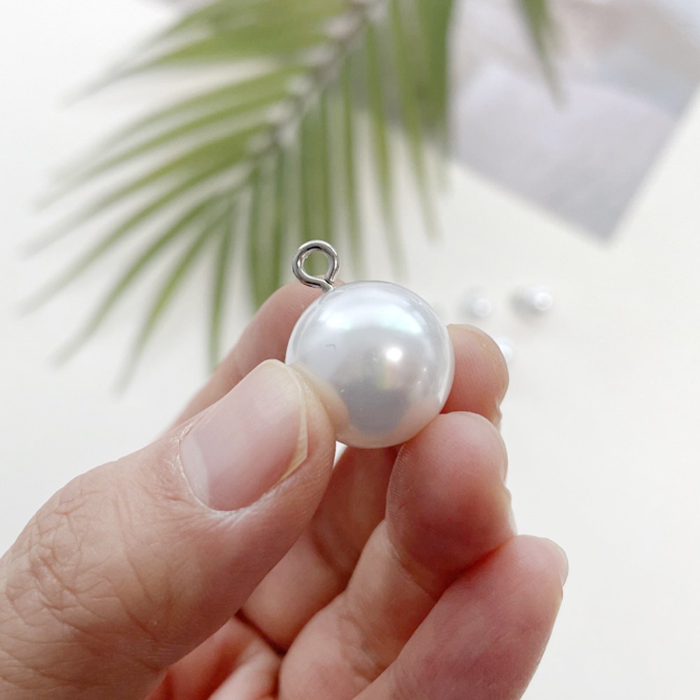 NEW) 16mm~18mm 실버고리 진주구슬 진주단추 (10개) - 상세 이미지 3