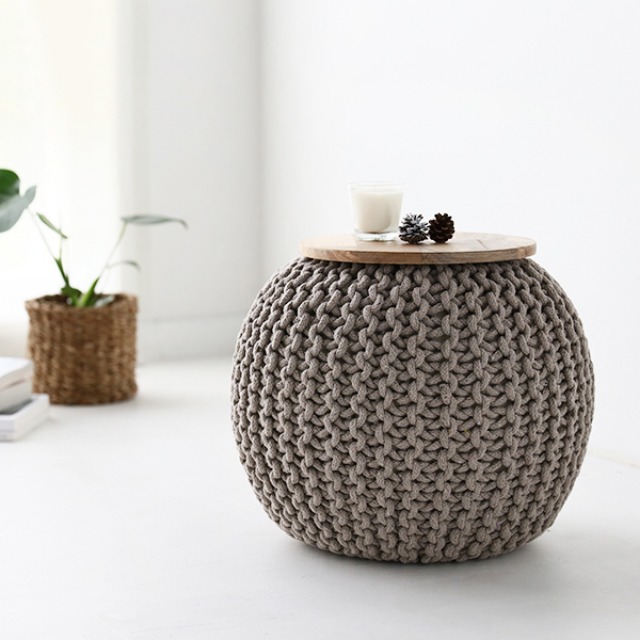 WISCON 원목상판푸프 베이지