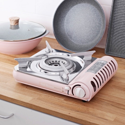슬림 가스버너 후라이팬 26cm 핑크블로썸 2종 세트 휴대용버너 프라이팬