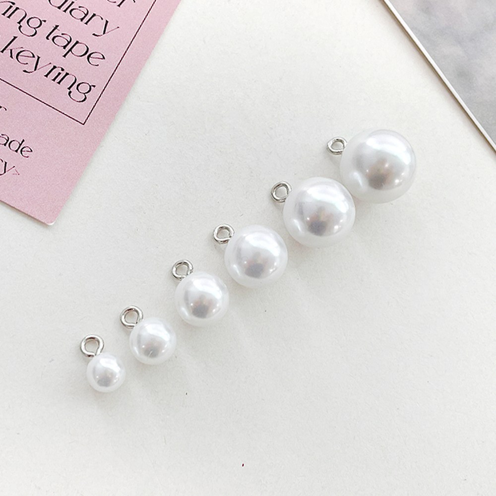 NEW) 16mm~18mm 실버고리 진주구슬 진주단추 (10개) - 상품 이미지