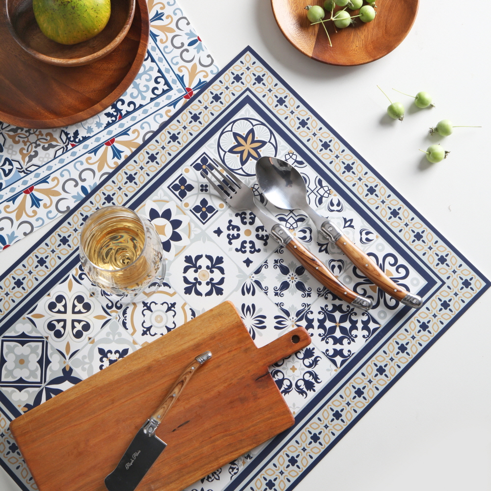 벨류세라믹 아줄레주 PVC 식탁매트 테이블매트 방수 북유럽 타일 / 도우루, 44 x 33cm