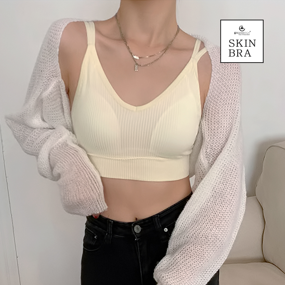 그리니치 골지 크롭브라탑 빌트인 브라캡 나시 요가복 rs7043 이미지 3