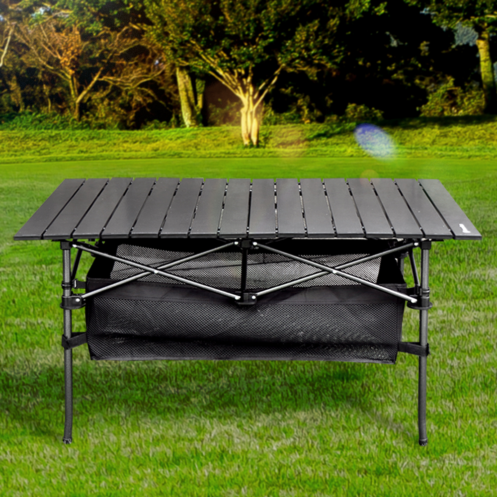 브리즈문 접이식 캠핑 테이블 롤테이블 감성 캠핑용 우드 테이블 차박 식탁 블랙 대형