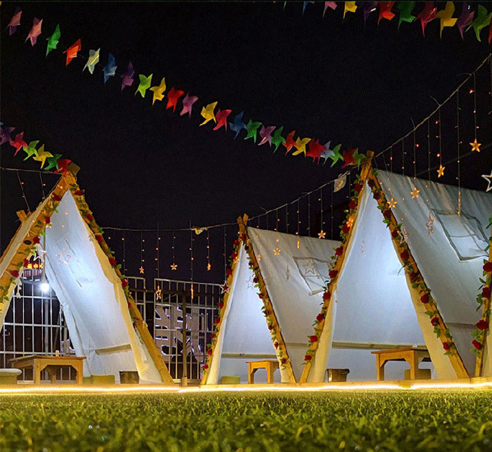 야외 피크닉 피라미드 삼각 텐트 감성 카페 글램핑 루프탑 캐노피