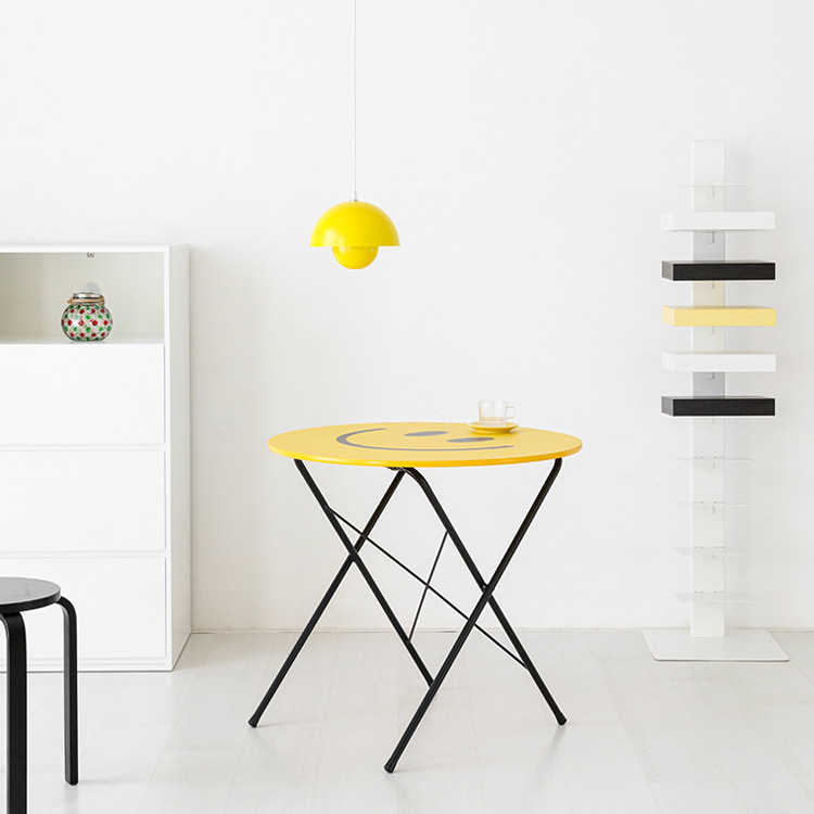 HOMATO 접이식테이블 라운드 D80 옐로우스마일 1548.0934
